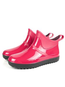 Uni-Schuhe Regenstiefel Damen Gummi Watschuhe,Farbe: Bordeauxrot,Größe:38