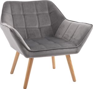 HOMCOM jednokreslo krídlové kreslo polohovateľné kreslo so zamatovými vyvýšenými nohami zamatový polyester škandinávska sivá 67 x 61,5 x 71 cm