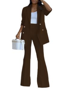 MORYDAL Anzüge Damen Blazer und Hosen 2pcs Outfit ,Farbe: Grau ,Größe: L