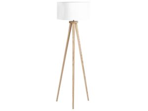 BELIANI Stehlampe Weiß Holz 140 cm Dreibeinig runder Stoffschirm langes Kabel mit Schalter Modernes Design