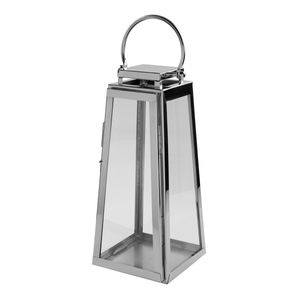Fink Laterne Monaco silberfarben Edelstahl , Glas Höhe 43 cm