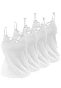 Yenita® Damen Unterhemden 4 Stück, aus Baumwolle 48-50 weiß