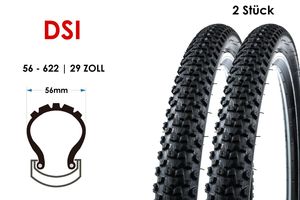 2 Stück 29 Zoll Fahrrad Reifen DSI 56-622 MTB 29x2.20 Mantel Decke Tire Schwarz