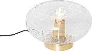 QAZQA - Art Deco Art-Deco-Tischlampe Gold I Messing mit Glas - Ayesha I Wohnzimmer I Schlafzimmer - Rund - LED geeignet E27