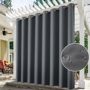 4 kusy venkovní záclony V 213 x Š 254 cm Blackout Curtain Grey pro terasu a balkon Privacy Screen Ochrana proti slunci Eyelet Scarf
