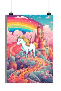 Einhorn Poster - Schloss Poster - Zauberhaftes Poster - Kinderzimmer Poster - 51x71cm - Perfekt zum Einrahmen