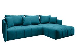FURMEB24 - DON 245 x 180 cm  Sofa mit Schlaffunktion und  zwei Bettkästen -  Ecksofa mit Kissen , Stoff Monoliht -  Türkis
