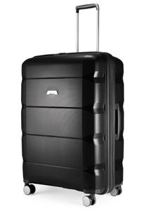 HAUPTSTADTKOFFER - Britz - Tvrdá škrupina kufra Kufrík na kolieskach Cestovný kufor Rozšíriteľný, TSA, 4 kolieska, 75 cm, 115 litrov, čierny