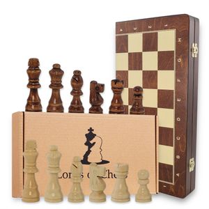 Schachspiel Schach Schachbrett Holz - Chess Board Set klappbar mit Schachfiguren (40 x 40 cm, Schach handgeschnitzt)