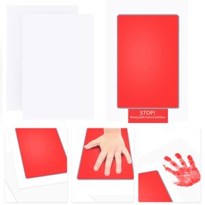 3 Stück Pfotenabdruck Set, Baby Fußabdruck Set, Abdruckkissen Hund Katze Baby Handabdruck Fuß- oder Hand-Abdruck Set(Rot)