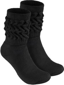 BRUBAKER Slouch Socken - Damen Schoppersocken für Fitness, Yoga und Workout - Sportsocken für Frauen, Schwarz, Größe 35-38, 1 Paar
