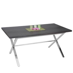 Jedálenský stôl Fano, jedálenský stôl, nerezová oceľ 3D štruktúra 160x90cm ~ tmavý dub optika
