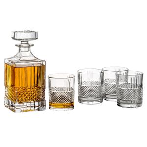 gouveo Whiskykaraffe mit 4 Gläser 35163 - Whisky-Set aus hochwertigem Glas mit 4 passenden Whisky-Gläsern - Tolles Geschenkset für Männer und Whisky-Liebhaber