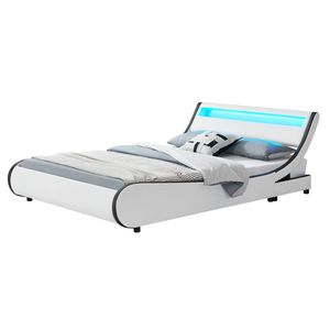 Juskys Polsterbett Valencia 180 x 200 cm mit Lattenrost, LED Beleuchtung, Kopfteil & Kunstleder - Bett Jugendbett Bettgestell Doppelbett - weiß Juskys Polsterbett Valencia 180 x 200 cm mit Lattenrost, LED Beleuchtung, Kopfteil & Kunstleder - Bett Jugendbett Bettgestell Doppelbett - weiß