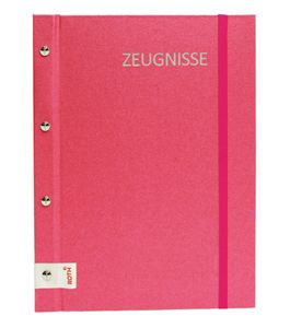 ROTH Zeugnismappe Metallium mit Buchschrauben - Pink - mit 12 A4 Klarsichthüllen, erweiterbar