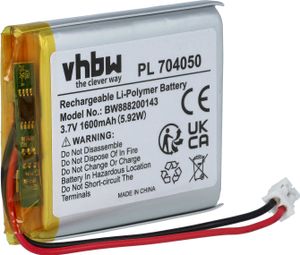 vhbw Akku Ersatz für Fatboy PN704050 für Tischlampe, Nachttischlampe (1600 mAh, 3,7 V, Li-Polymer)