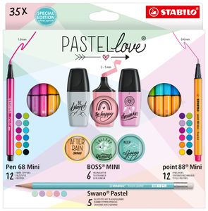 STABILO Sada Pastellove - linery, fixy, zvýrazňovače, grafitové tužky 35 ks