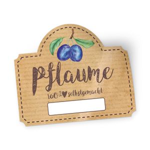 itenga 50 x Marmeladen Etikett Pflaume 4,5x3,8cm 100% selbstgemacht Sticker