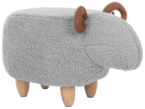 BELIANI Detská taburetka so zvieratkom ovečka sivá polyesterová látka čalúnená s drevenými nohami detská podnožka