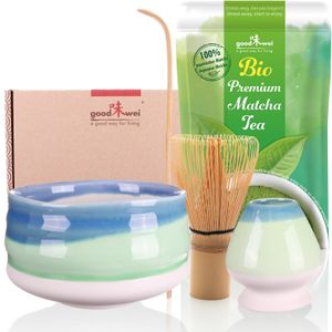 Matcha Teezeremonie Set "Sumi" mit Teeschale, Besenhalter und 30g Premium Matcha