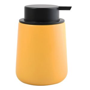 MSV Seifenspender "Maonie" Flüssigseifen-Spender, Fassungsvermögen 8.5 x 8.5 x 12.6 cm - matt safran gelb, Keramik