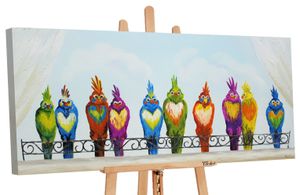 YS-Art Bild „Lustige Vögel“ in verschiedenen Farben. Acrylgemälde auf Leinwand  PS 008 (160x80 cm)