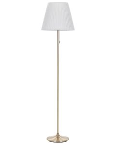 BELIANI Stehlampe Messingfarben Weiß Eisen Stoffschirm 148 cm Kegelform Empire Schirm mit Zugschalter Klassisch Stilvoll für Wohnzimmer Schlafzimmer Flur