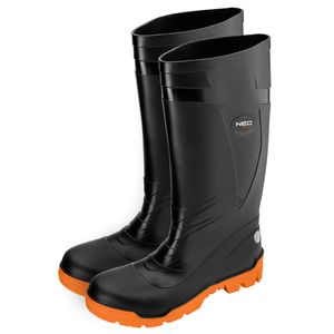 NEO TOOLS Gummistiefel Sicherheitsstiefel schwarz und orange - lange Gummistiefel - Größe 40-47 (46)