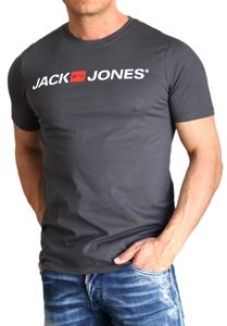 JACK & JONES T-Shirt Corp Tee Logo Print Herren Shirt Slim-Fit O-Neck, Corp-126-Asphalt-3XL