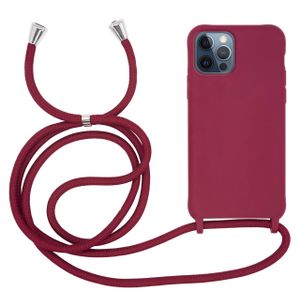 MyGadget Handykette für Apple iPhone 12 | 12 Pro TPU Hülle mit Band - Handyhülle mit Handyband zum Umhängen Kordel Schnur Case Schutzhülle - Bordeaux Rot