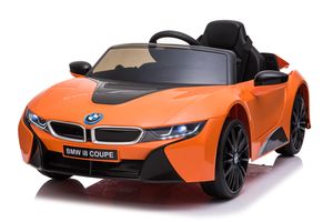 BMW i8 Sportwagen Kinderfahrzeug Elektrofahrzeug Elektroauto Ledersitz EVA Soft Reifen 12V Orange