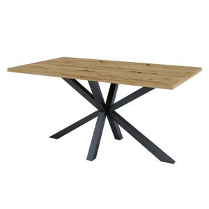Großer Esstisch Tischgestell SPIDER 180x80x75h cm - 32 mm dicke Tischplatte – Artisan Eiche