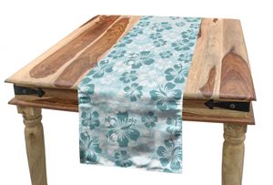 ABAKUHAUS Hawaii Tischläufer, Verblasste Blume Silhouetten, Esszimmer Küche Rechteckiger Dekorativer Tischläufer, 40 x 180 cm, Blassblau Türkis