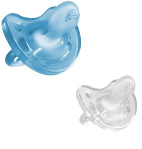 Chicco Physio Forma Mini Soft uklidňující dudlíky, 2ks, modrá/transparentní, 0-2m
