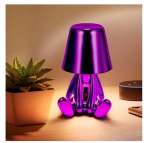 Nachttischlampe mit Touch Steuerung, Dekorative Thinker Statue LED Schreibtischlampe, USB Aufladung 3 Helligkeitsstufen Dimmbare Tischlampe（Purple）