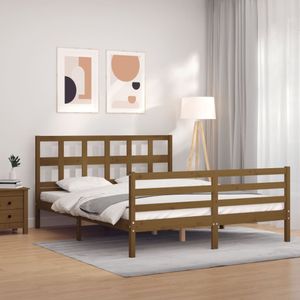 Maison Exclusive Rám postele s čMaison Exclusive medově hnědý 160 x 200 cm masivní dřevo