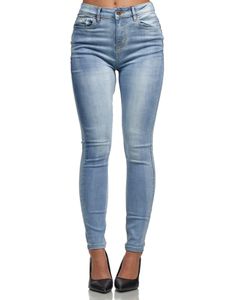 Tazzio Damen Skinny Fit High Waist Jeans F101 Hellblau 36