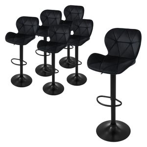 ML-Design sada 6 barových stoličiek Barová stolička otočná o 360°, čalúnená barová stolička s operadlom a opierkou na nohy, 59-79 cm
