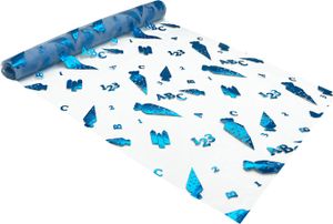 Oblique Unique Tischläufer Tischband für Schuleinführung mit Zuckertüten 123 ABC 290 cm x 29 cm Einschulung Deko Jungs - blau