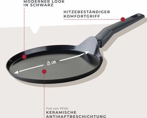 Fackelmann Crepepfanne 25cm Statement  Keramik beschichtete flache Pfanne - Recyceltes Aluminium mit Antihaft-Beschichtung  Für alle Herdarten inklusive Induktion, 3 Jahre Garantie, -frei