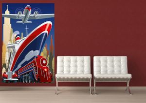 XXL Poster Retro Poster Reisen - Auto, Eisenbahn, Schiff und Flugzeug