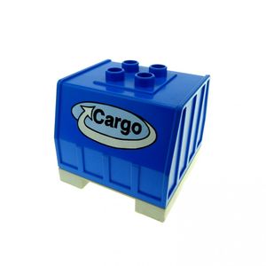 1x Lego Duplo Eisenbahn Aufsatz blau perl grau Cargo Logo Container 9125 42400