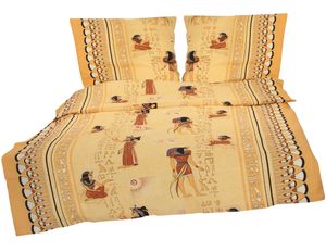 2 tlg 135x200cm Seersucker Bettwäsche (142/1) Afrika Ägypten Mumie  - Bettgarnitur aus 100% Baumwolle, bügelfrei