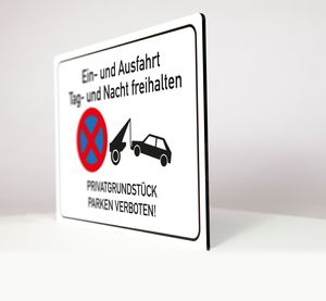 Ein- und Ausfahrt freihalten - parken verboten - 4 mm Alu Verbundplatte - (30 x 20 cm)