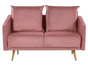 BELIANI Sofa Rosa Samtstoff 2-Sitzer 130 x 78 x 68 abnehmbare Kissenbezüge Minimalistisch Retro Wohnzimmer / Flur / Arbeitzimmer Modernes Desing