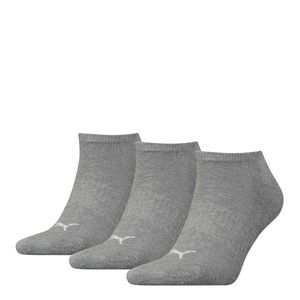 PUMA Uni ponožky do tenisek, 3 balení - polstrované, froté podrážka, logo, jednobarevné šedé 43-46