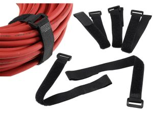 Kabelbinder Klettband Klettverschluss mit Öse | 30cm lang 2cm breit I Sicheres Verstauen von Kabel und Leitungen I 5er Pack Schwarz