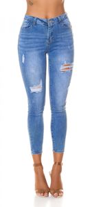 Moderne Push Up Jeans mit heller Waschung und Used-Effekten - blue washed Größe - 36