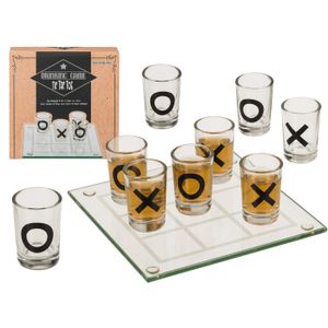 Glas-Trinkspiel, Tic Tac Toe, mit 9 Gläsern