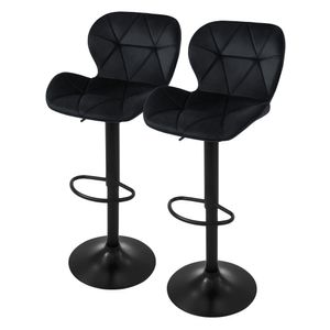 ML-Design sada 2 barových židlí otočných o 360°, 59-79 cm, černá, ze sametu